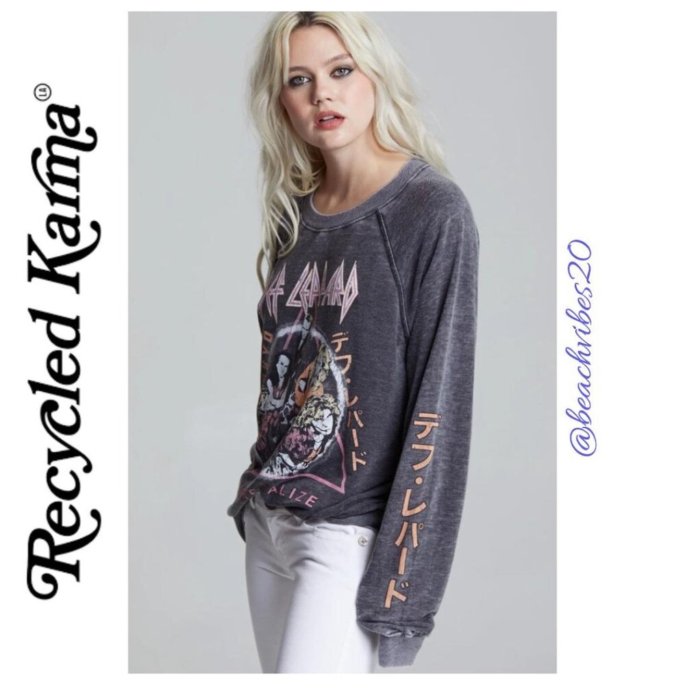 *RECYCLED KARMA Def Leppard ‘93 Adrenalize World Tour Sweatshirt Black XS RK-6 - Picture 4 of 9